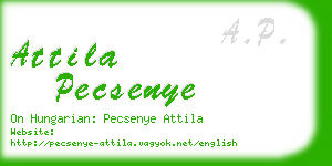 attila pecsenye business card